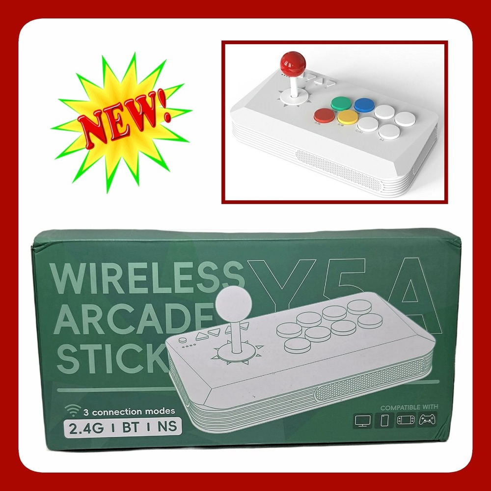 Data Frog Y5 Arcade-01 Wireless Arcade Stick Bluetooth 2.4G Switch PS3 PC NWT